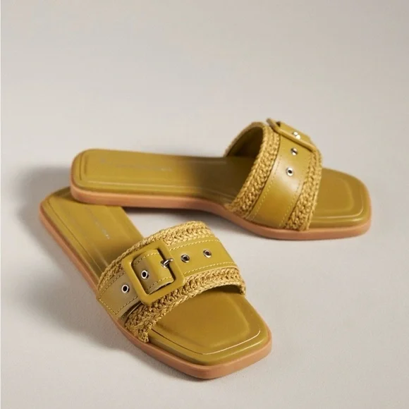 By Anthropologie Woven Buckle Sandal in Moss - Picture 1 of 7